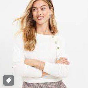 LOFT Button Trim Long Sleeve Knit Top - NWT